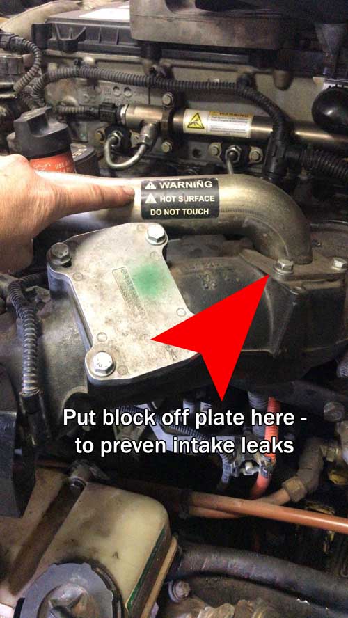 Detroit Diesel EGR block off - intake side on crossover pipe