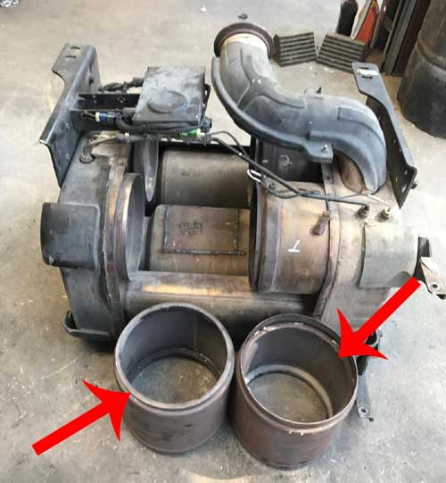 Detroit Diesel onebox DPF cans hollow out. Delete.