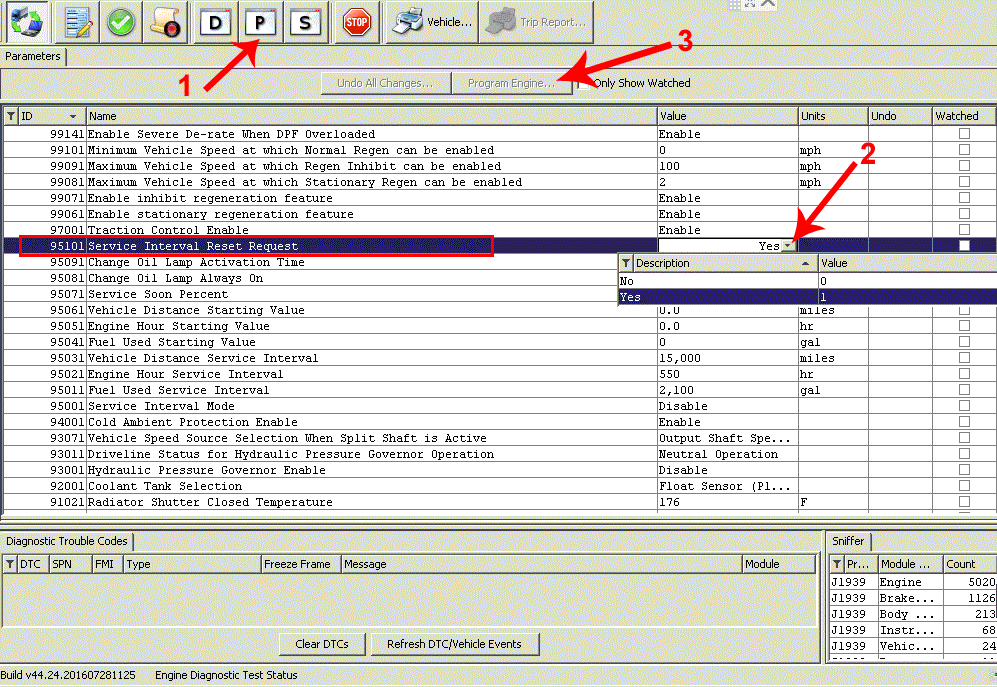 International DLB disable regen and DEF warning indicators