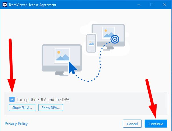 Accept Team Viewer EULA